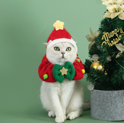 Christmas Pet Hat & Scarf Bundle – Festive Tie-On Set
