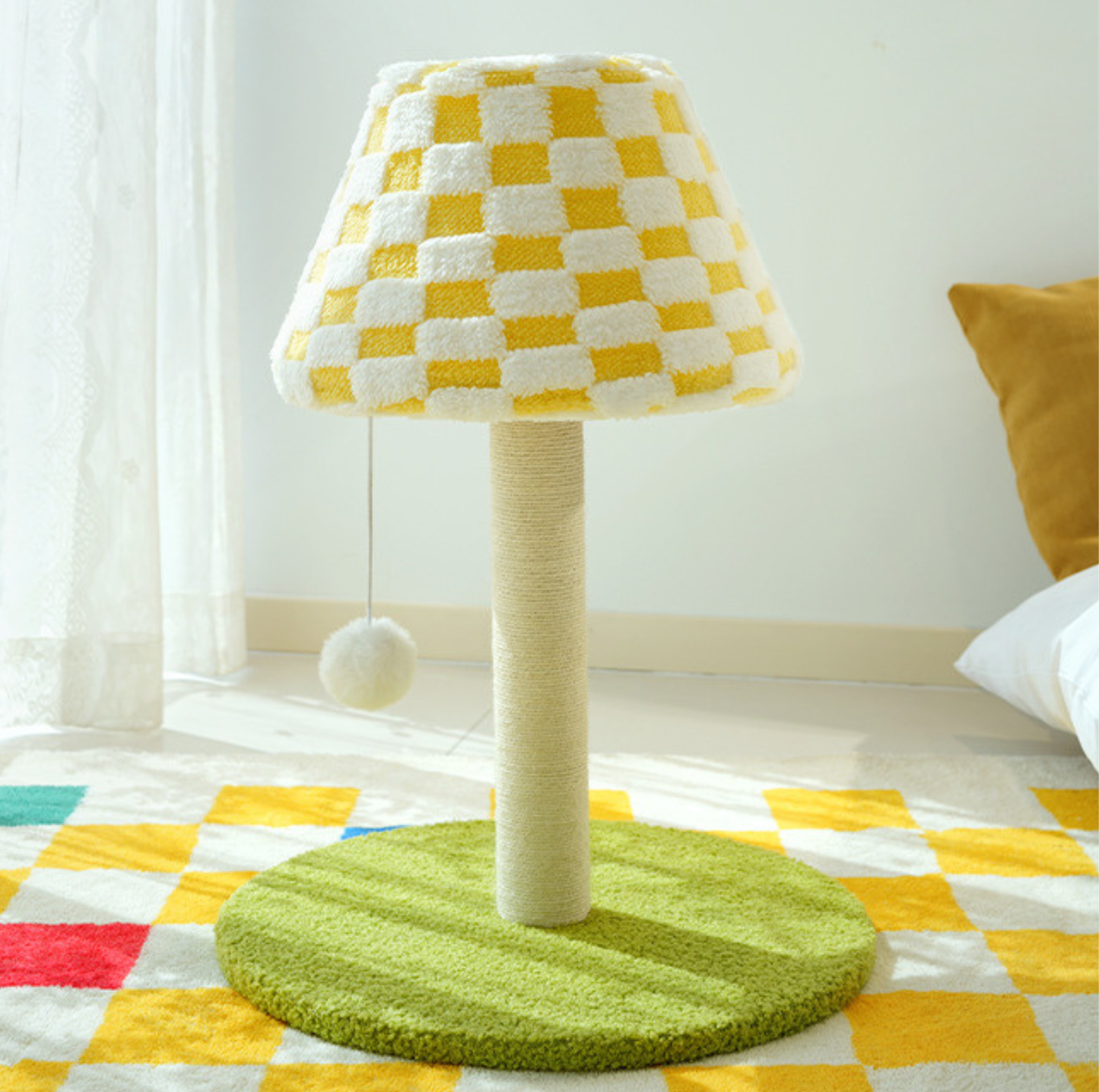Table Lamp Style Cat Scratching Post with Hanging Toy
