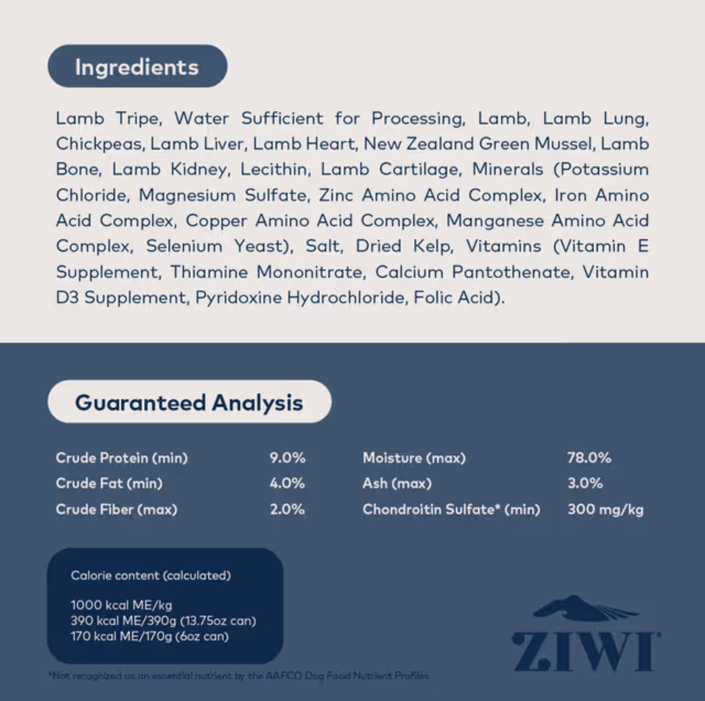 ZIWI Lamb & Tripe Recipe All Lifestage Wet Dog Food 170g