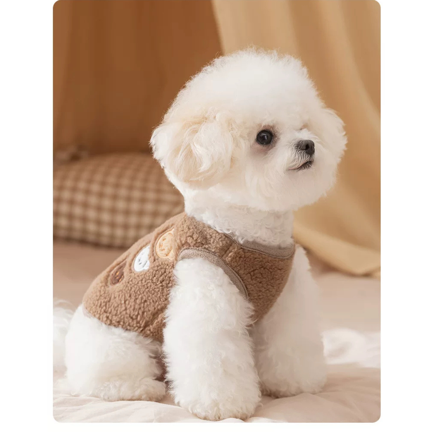 Bear Embroidered Teddy Fleece Pet Vest for Cats & Small Dogs