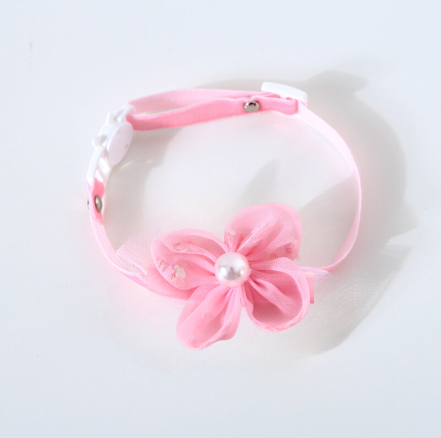 Adjustable Pet Collar with Lace, Pompom, & Glitter Butterfly
