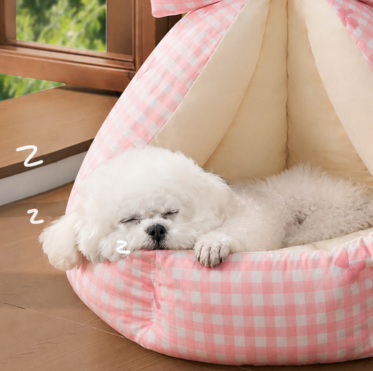 Pink Bow Semi-Enclosed Pet Bed