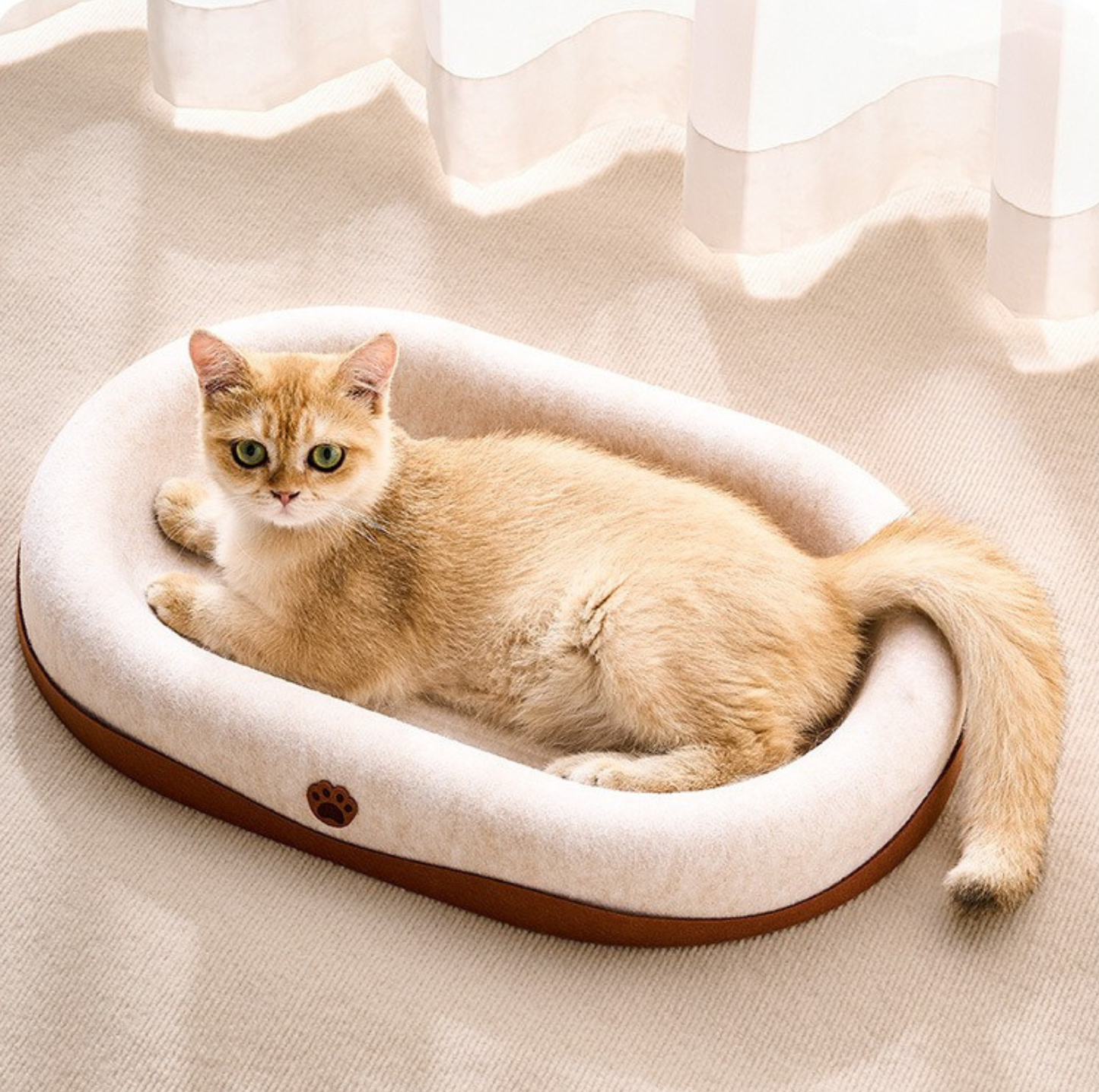 Oval Felt Cat Scratching Bed – Dual-Use Lounger & Claw Care Nest