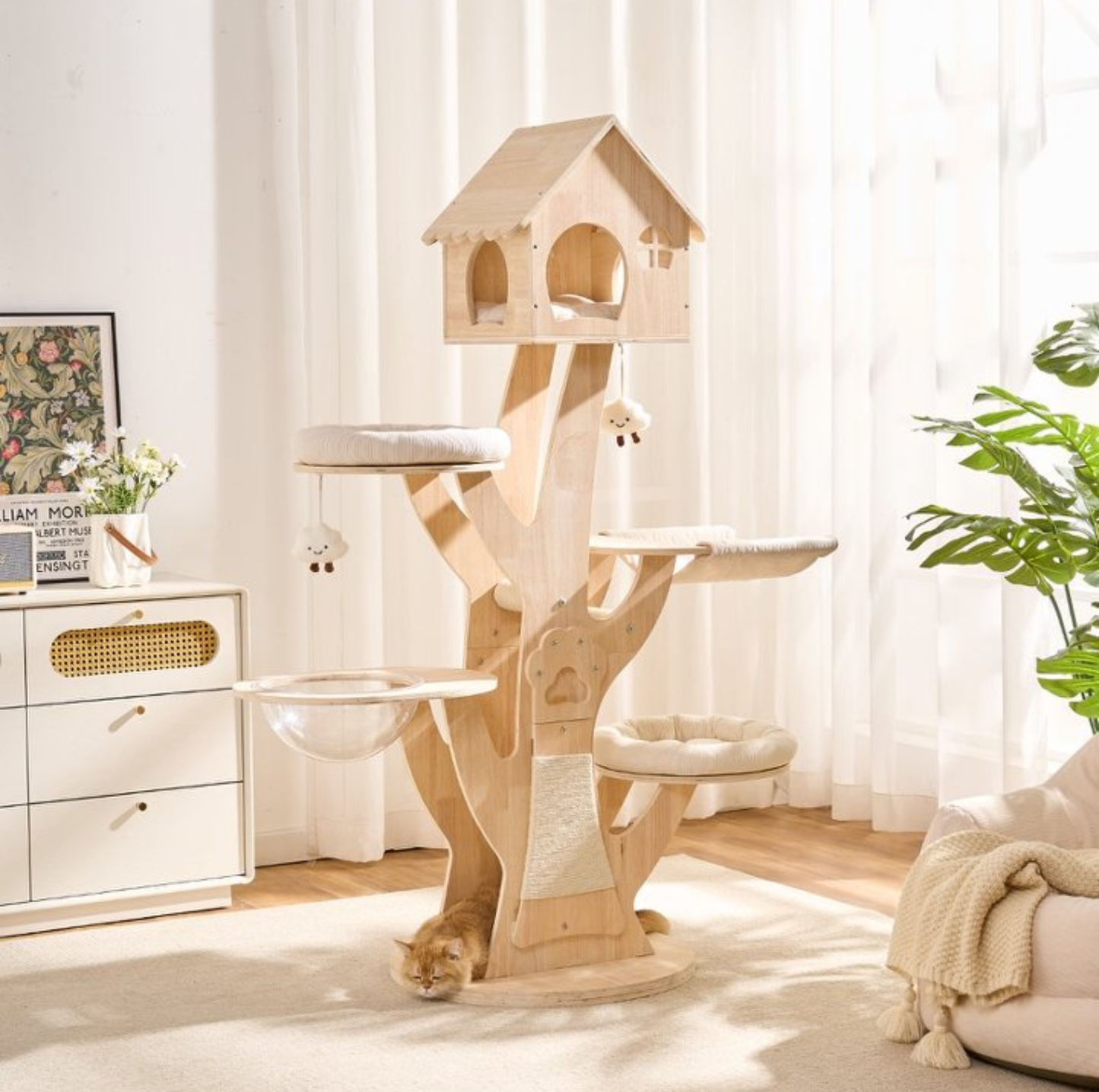 Treehouse Solid Wood Cat Villa Tower – 165 cm