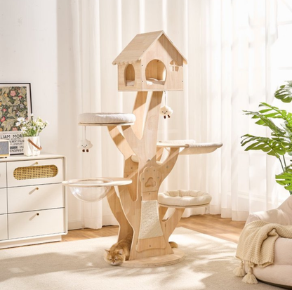 Treehouse Solid Wood Cat Villa Tower – 165 cm