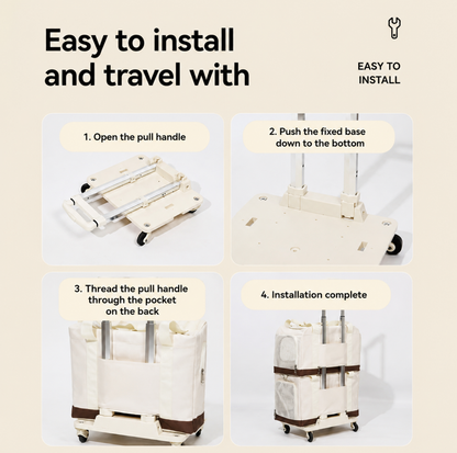 Double-Decker Trolley Pet Carrier Bag with Storage Pockets