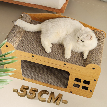 Split Double-Level Corrugated Cardboard Cat Scratcher House
