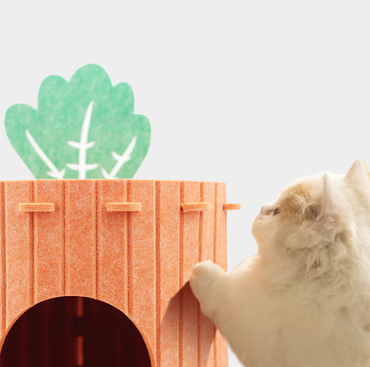 Carrot Style Felt Cat Barrel Bed