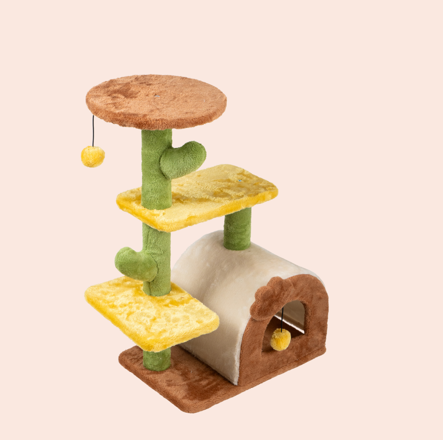 Small Sunny Desert Cat Tree – Cactus-Inspired Plush Tower 70cm (KSM004)