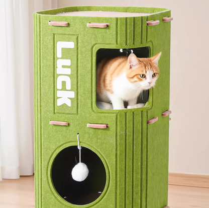 Three-Tier Felt Cat Climbing Tower