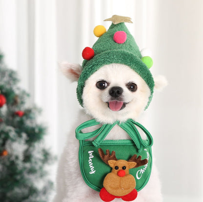 Christmas Vibe: Festive Cotton Pet Bibs in Snowman & Elk Designs