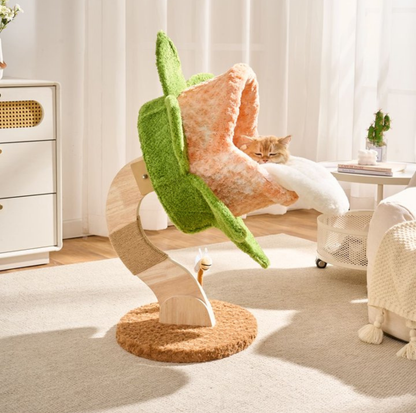 Chomper Bloom Cat Tree with Sisal Scratcher & Spring Toy – Orange