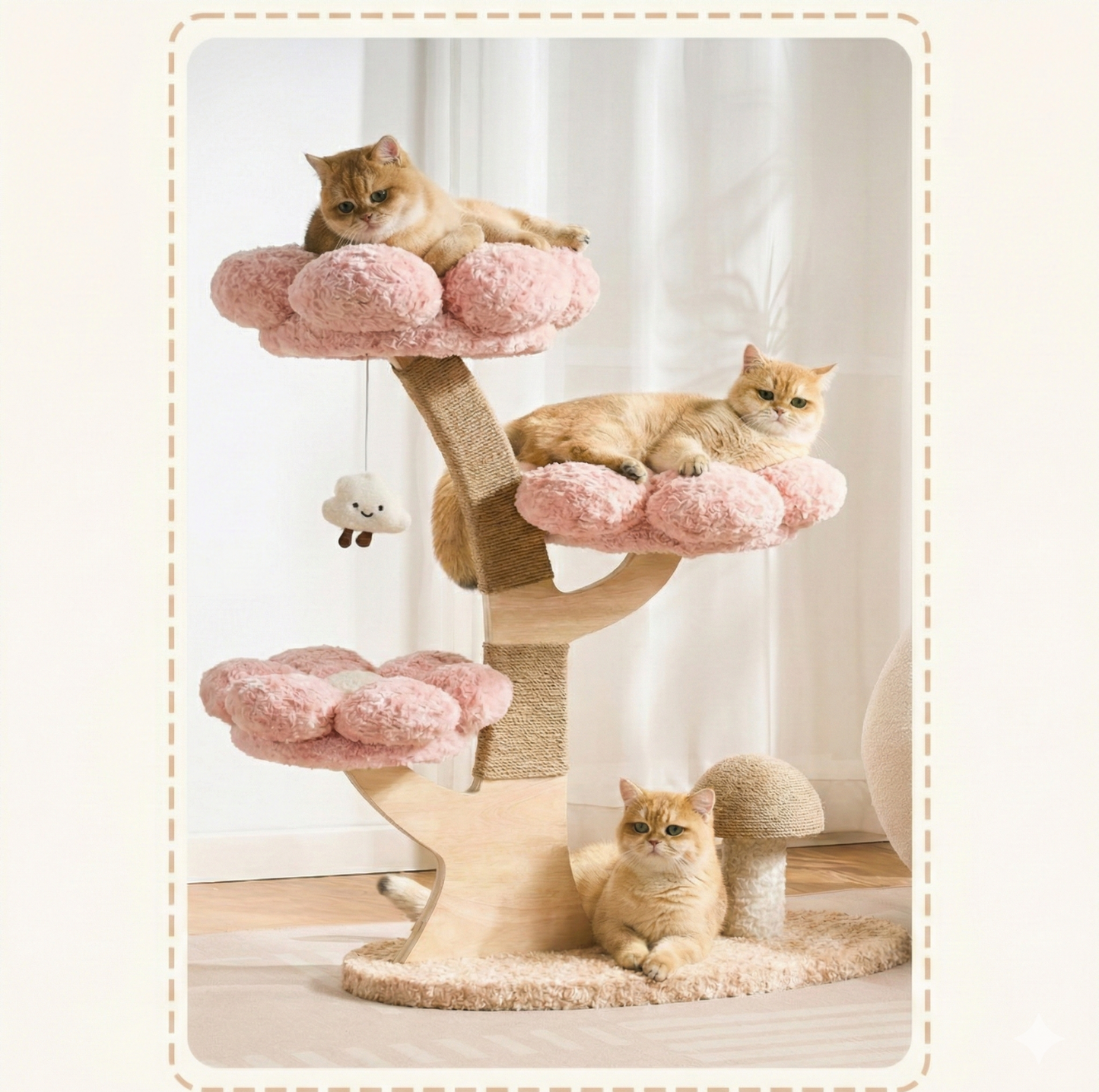 Flower Series Cat Tree – Pink Bloom (3 Platforms)