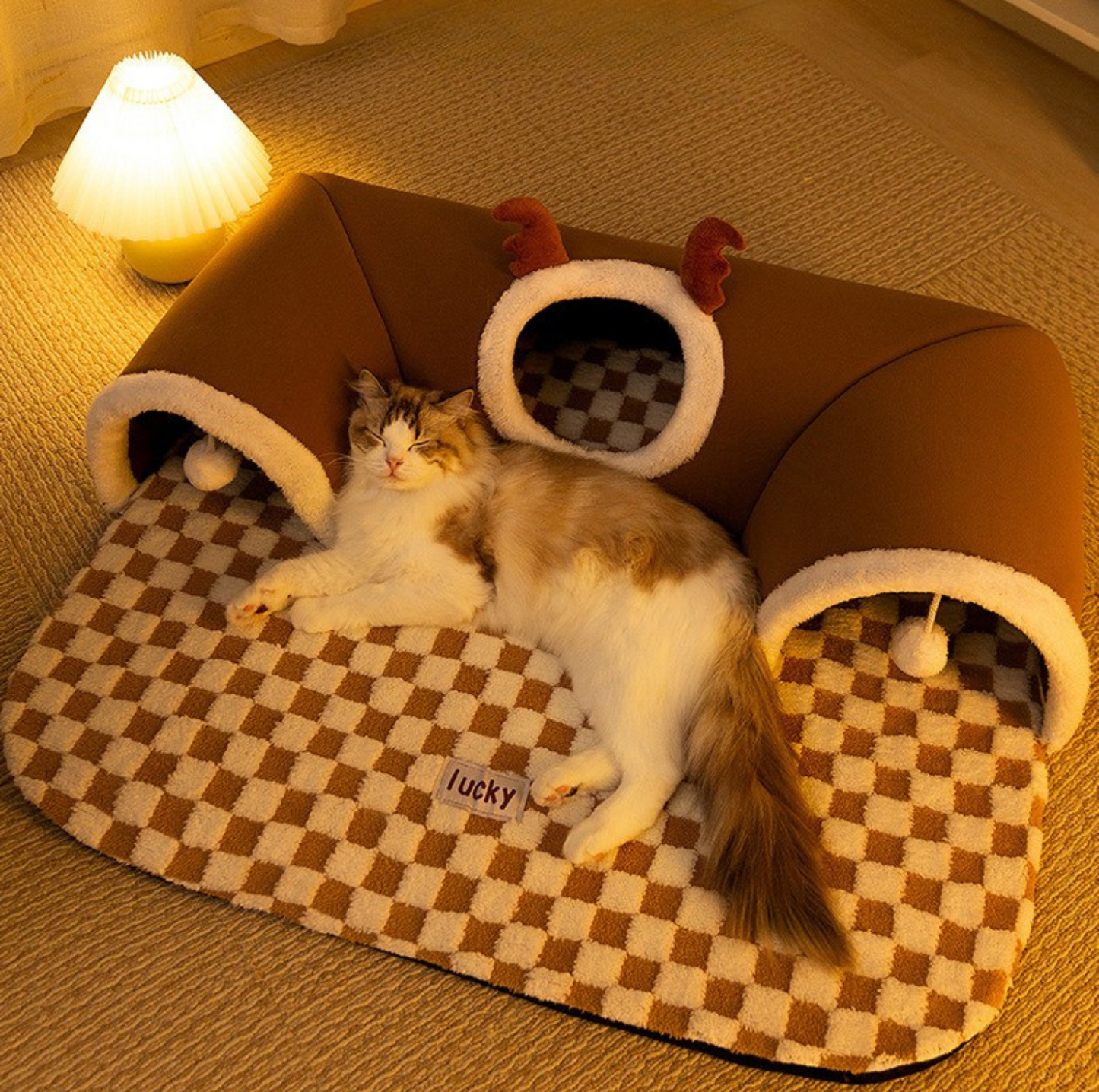 Reindeer Hide-and-Seek Cat Tunnel Bed