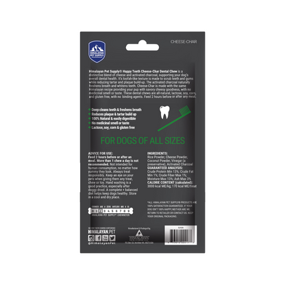 Himalayan Dog Chew Happy Teeth Cheese-Char with Activated Charcoal Large 2pk