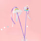 Rainbow and Unicorn Style Ribbon Bell Cat Teaser Wand