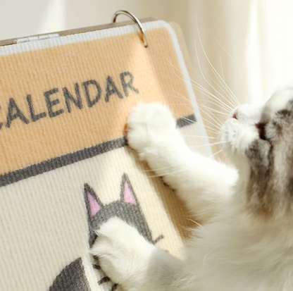 Playful Tuxedo Cat Calendar-Style Scratcher Board