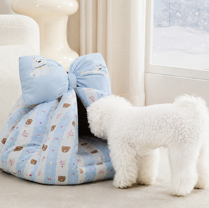 Bowknot Teepee Pet Bed with Removable Cushion