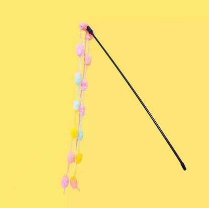 Pom-Pom Tassel Cat Teaser Wand with Bell