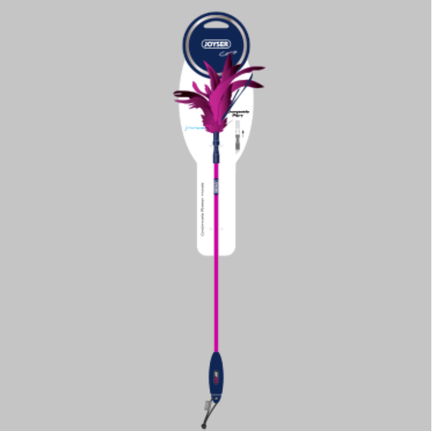 Joyser Cat Wand Teaser with Natural Feather & Changeable Top – 56cm