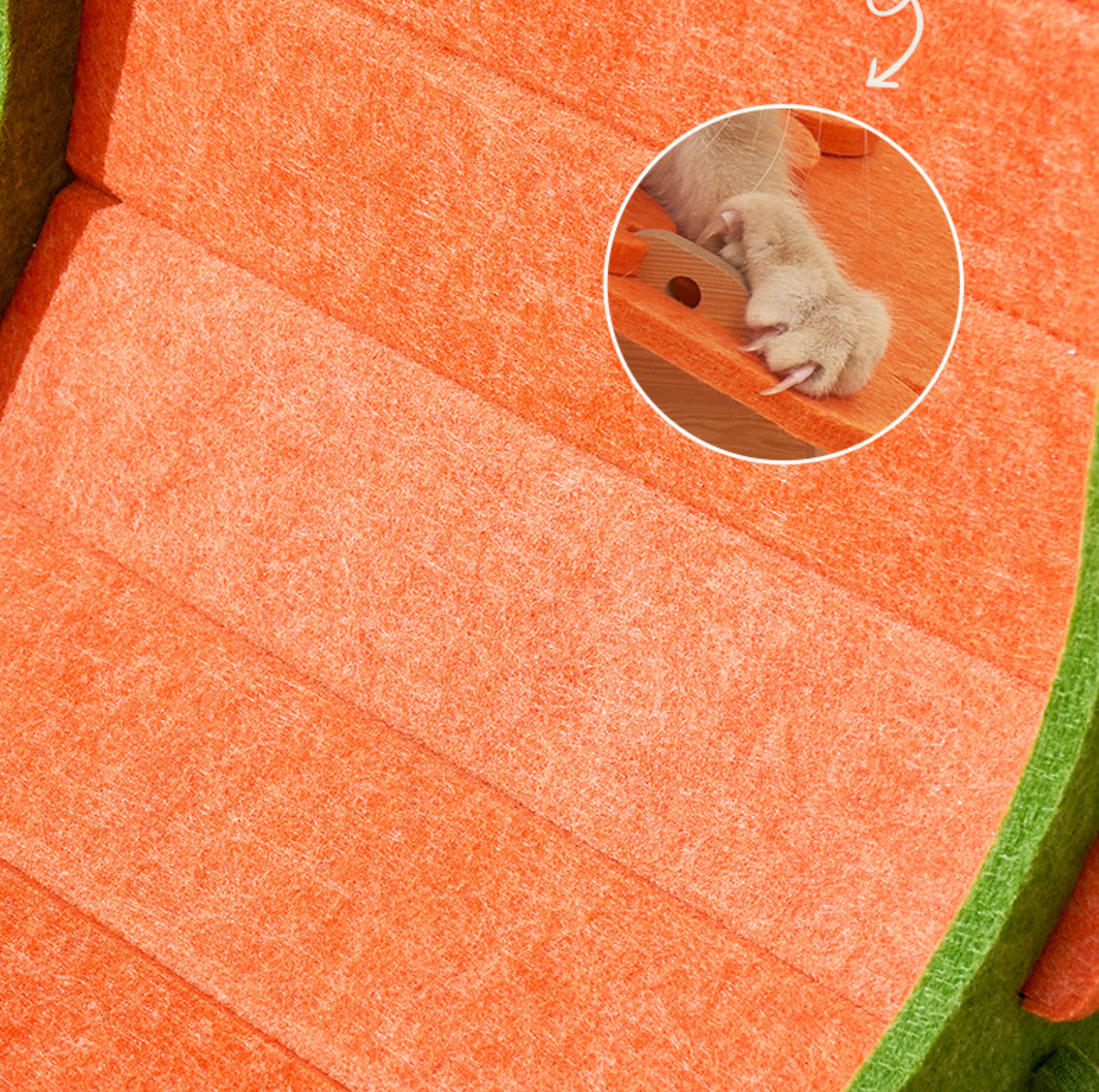 L-Shaped Felt Cat Scratcher with Dangling Ball Toy