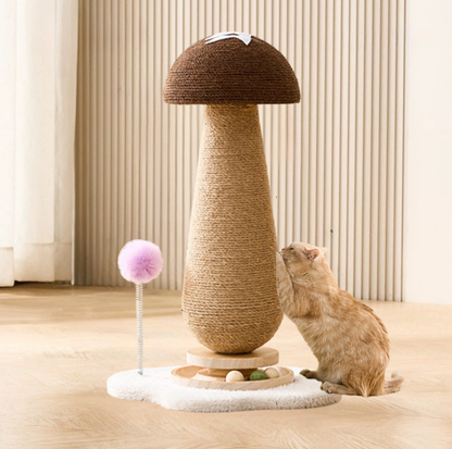 Mushroom Cat Scratch Post with Toy Ball Track