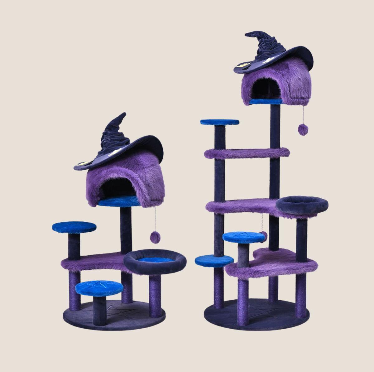 Halloween Witch Hat Cat Tree with Condo