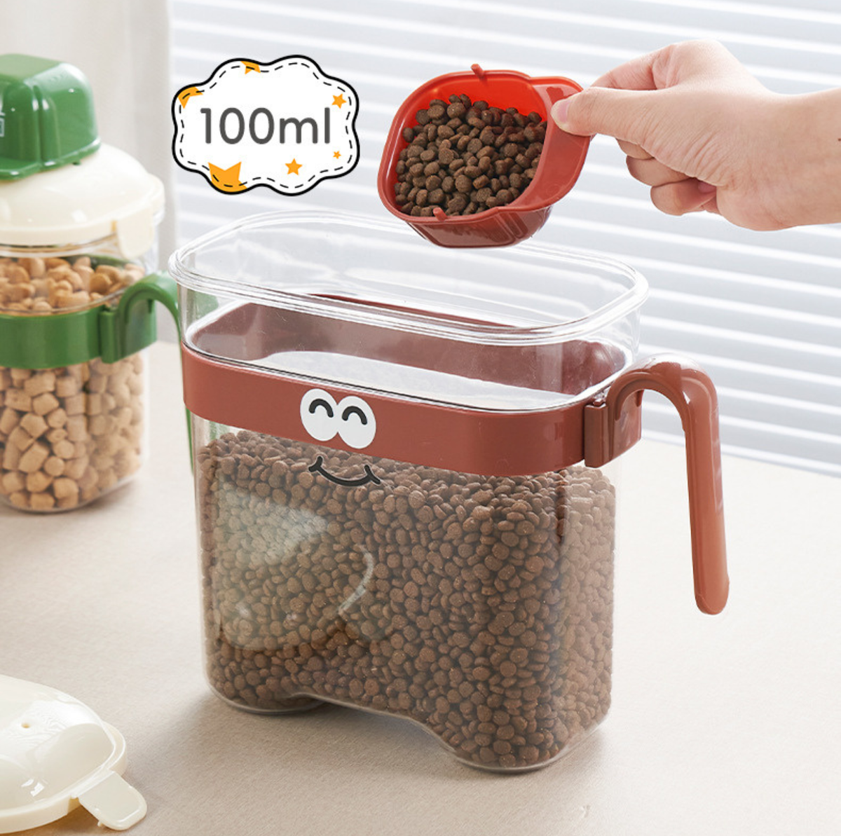Large Cartoon-Style Sealed Pet Food Container with Measuring Cup - 3.6L
