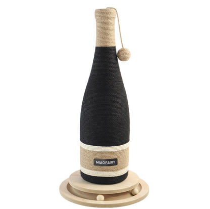 Wine Bottle Cat Scratching Post with Rotating Ball-Track Base