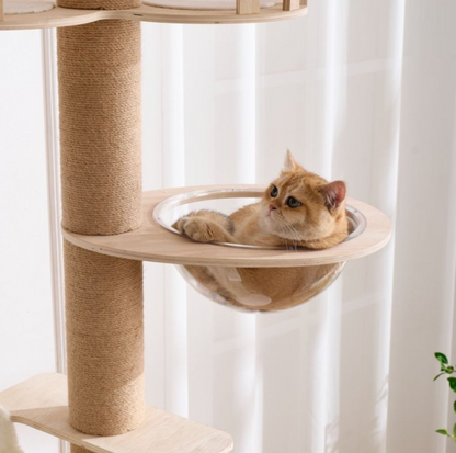 Height Adjustable Wooden Floor-to-Ceiling Cat Tower