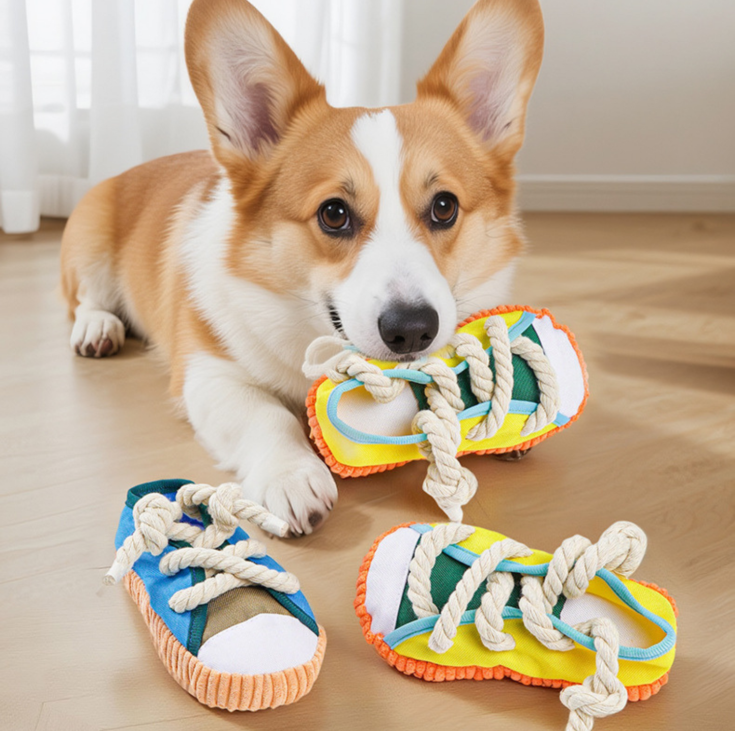 Shoe Chew Toy – Squeaky Tug & Teething Fun for Dogs