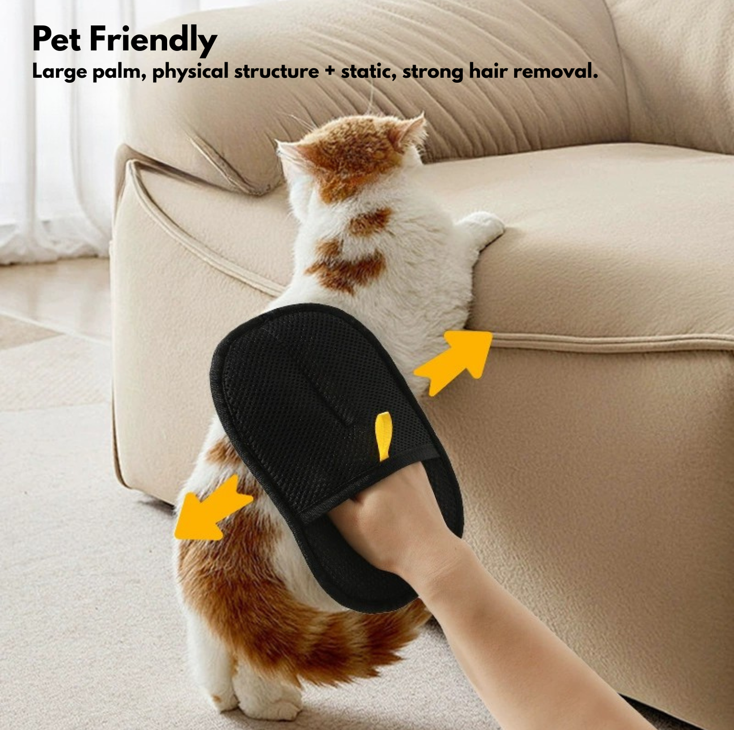 Electrostatic Pet Hair Removal Glove for Clothing, Sofas & Pet Furniture