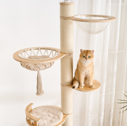 Adjustable Ceiling-Mounted Wooden Cat Tree - V01 (250-300cm)