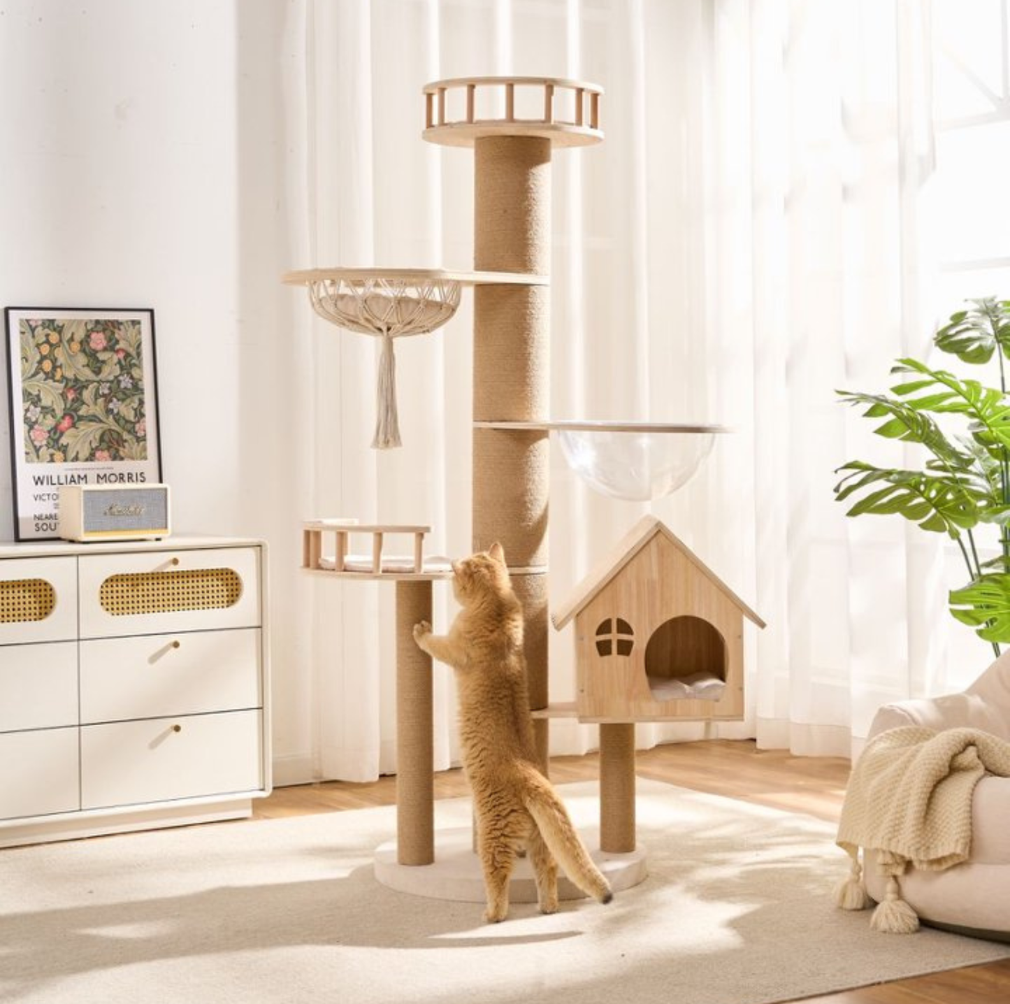 Cat Villa with 17cm Extra-Thick Sisal Scratching Column – 172.7 cm