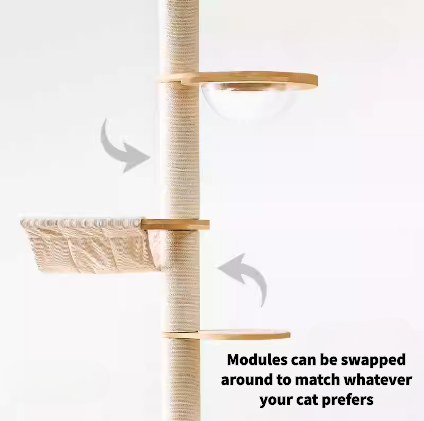 Solid Wood Adjustable Ceiling-Mounted Cat Tower - Style B
