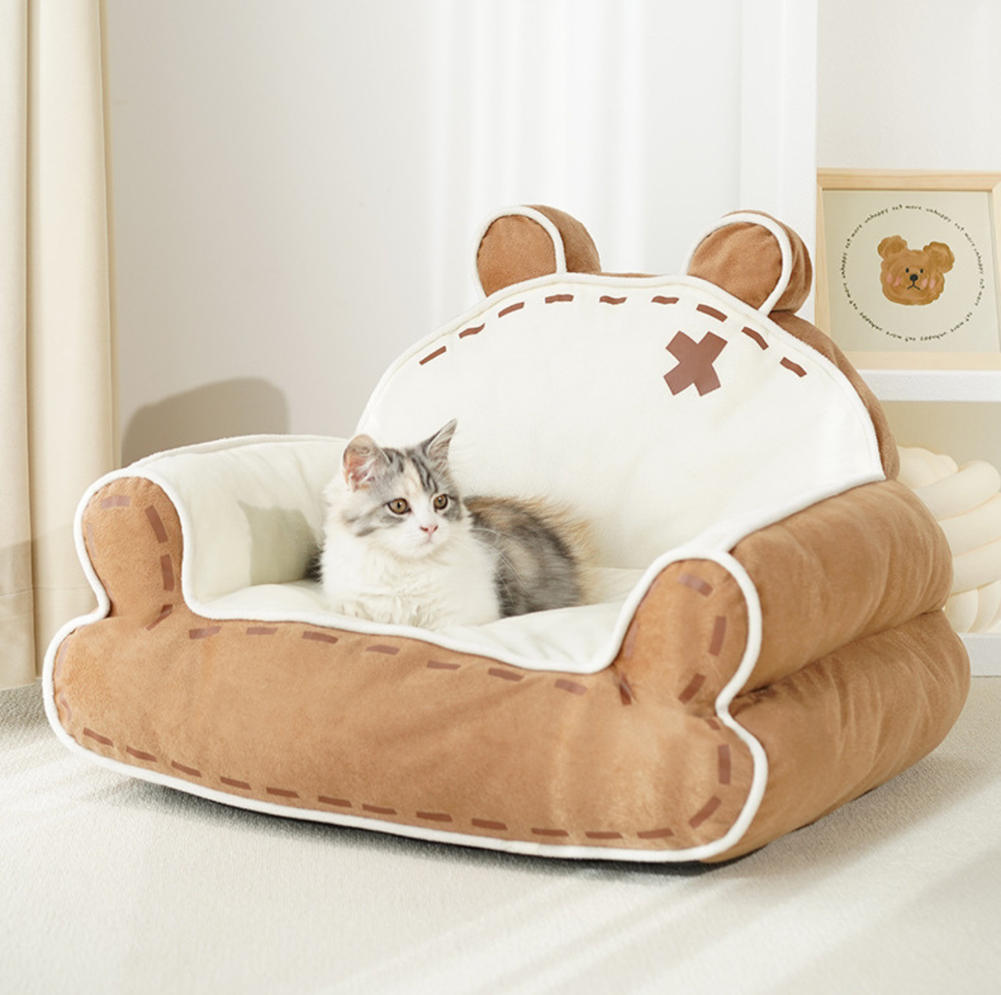 Bear Hug Plush Cat Sofa Bed