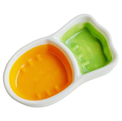 Carrot-Shaped Ceramic Dual-Compartment Small Animals Bowl