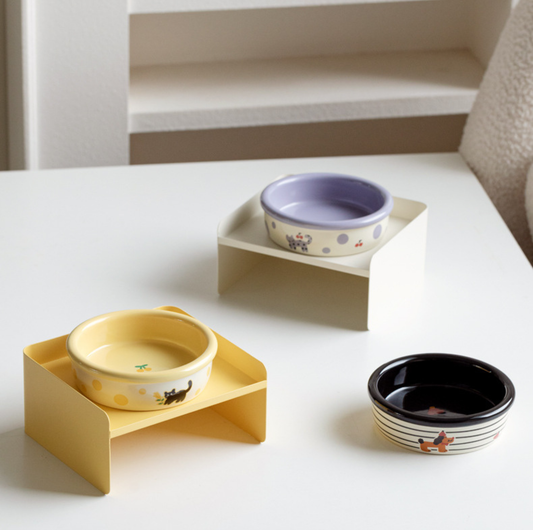 Patterned Ceramic Pet Feeding Bowl