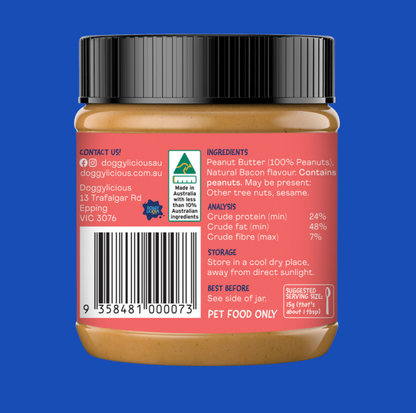 Doggylicious Barkin Bacon Doggy Peanut Butter 250g