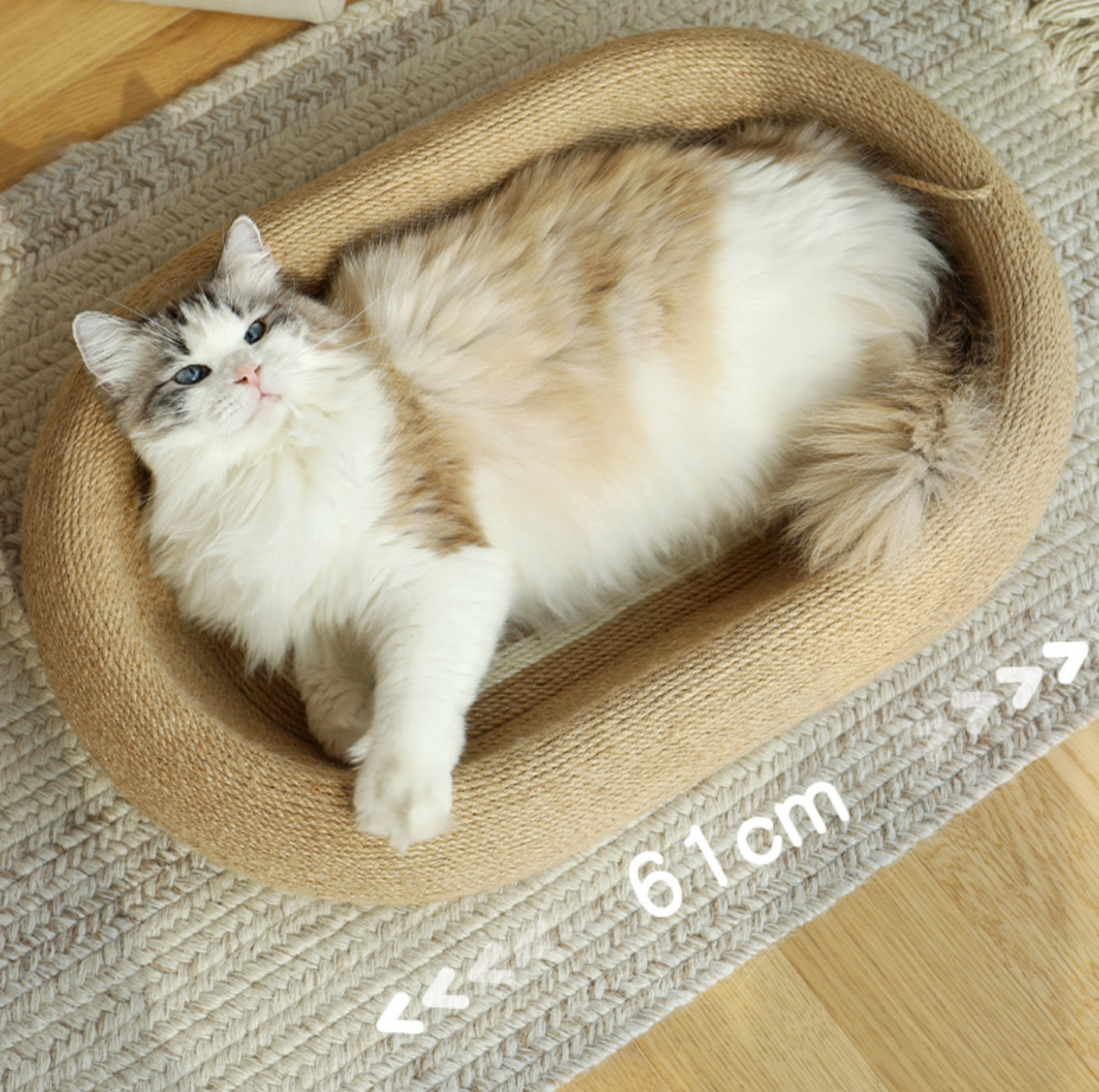 Deep Oval Sisal Cat Scratcher Bed with Hanging Ball
