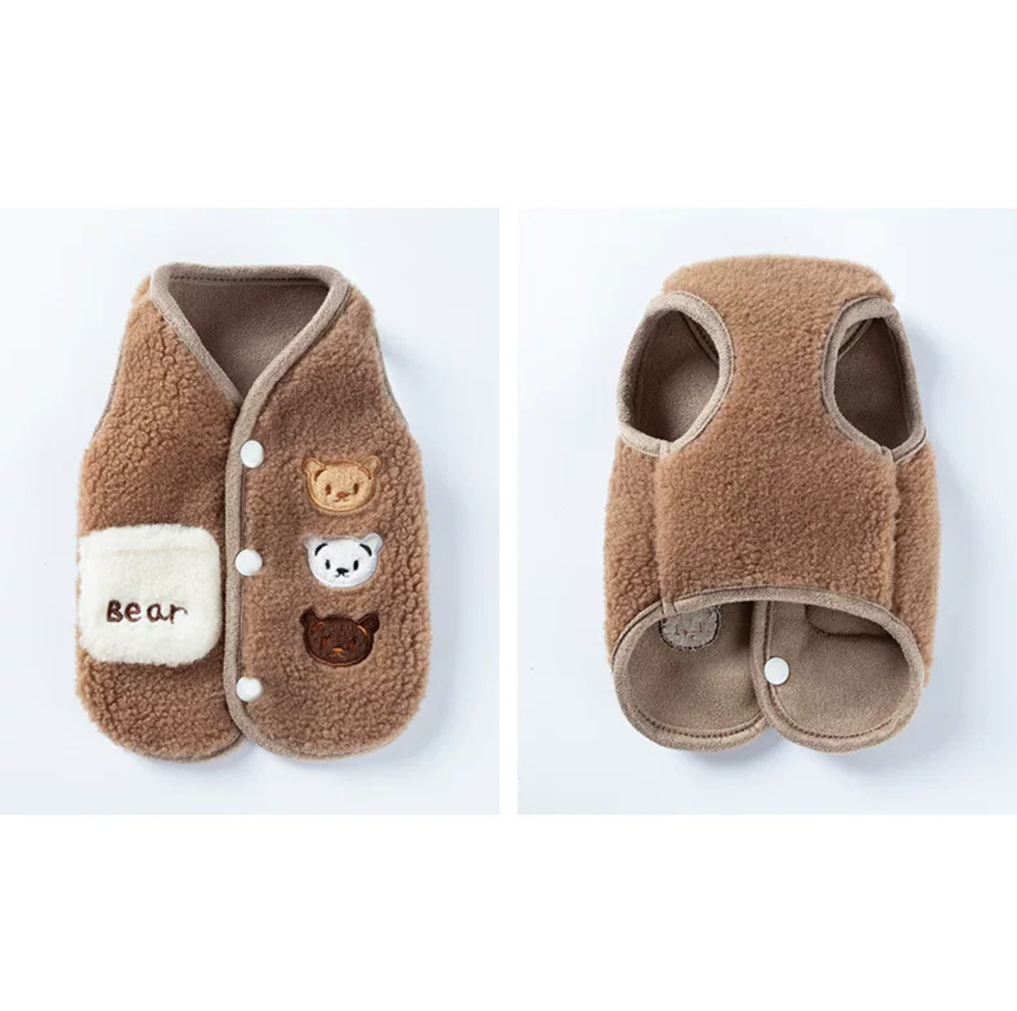 Bear Embroidered Teddy Fleece Pet Vest for Cats & Small Dogs