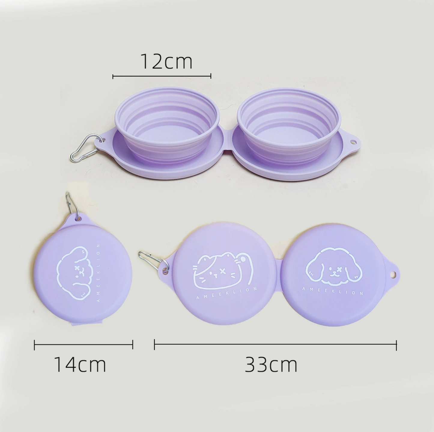 Silicone Foldable Double Pet Feeding Bowl - Portable & Travel-Friendly