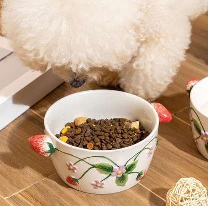 Strawberry Style Ceramic Pet Bowl