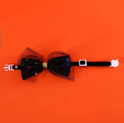 Halloween Witch Hat & Velvet Bow Tie Set for Cats and Small Dogs