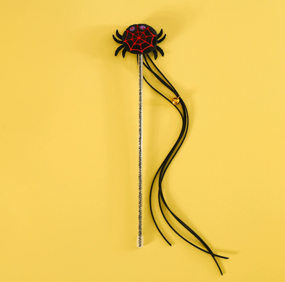 Halloween Cat Teaser Wand Toy – Pumpkin & Spider Plush Designs with Bell and Tassel