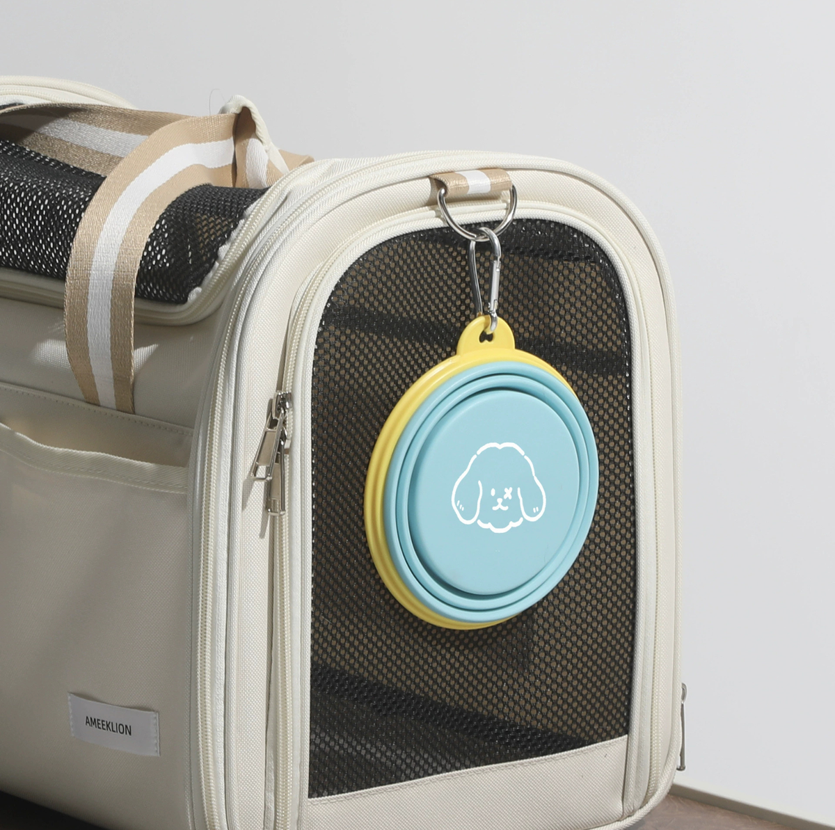 Cartoon Collapsible Travel Pet Bowl with Carabiner