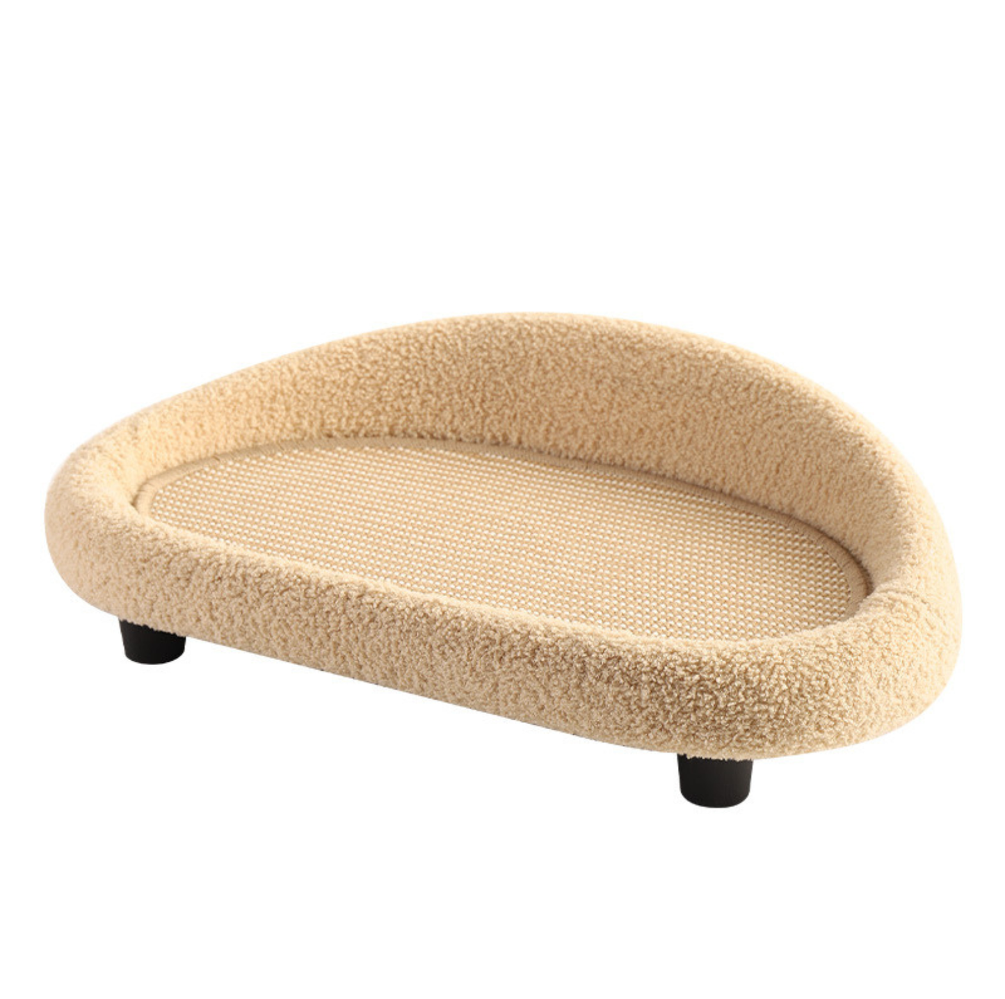 Cream Sofa Cat Bed with Sisal Scratcher Mat for Cats