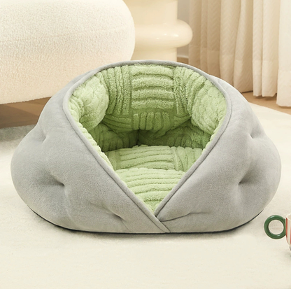 Milk Velvet Semi-Enclosed Pet Bed with Raised Sides