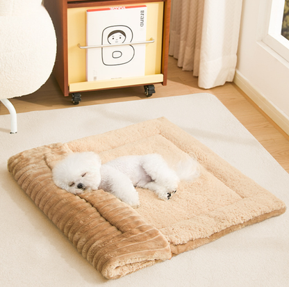 2-in-1 Foldable Plush Pet Mat and Nest Bed