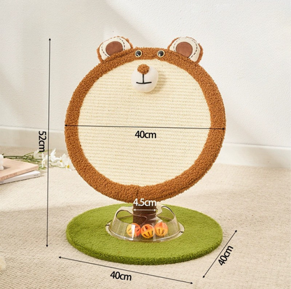 Bunny & Bear Round Sisal Cat Scratcher with Track Ball